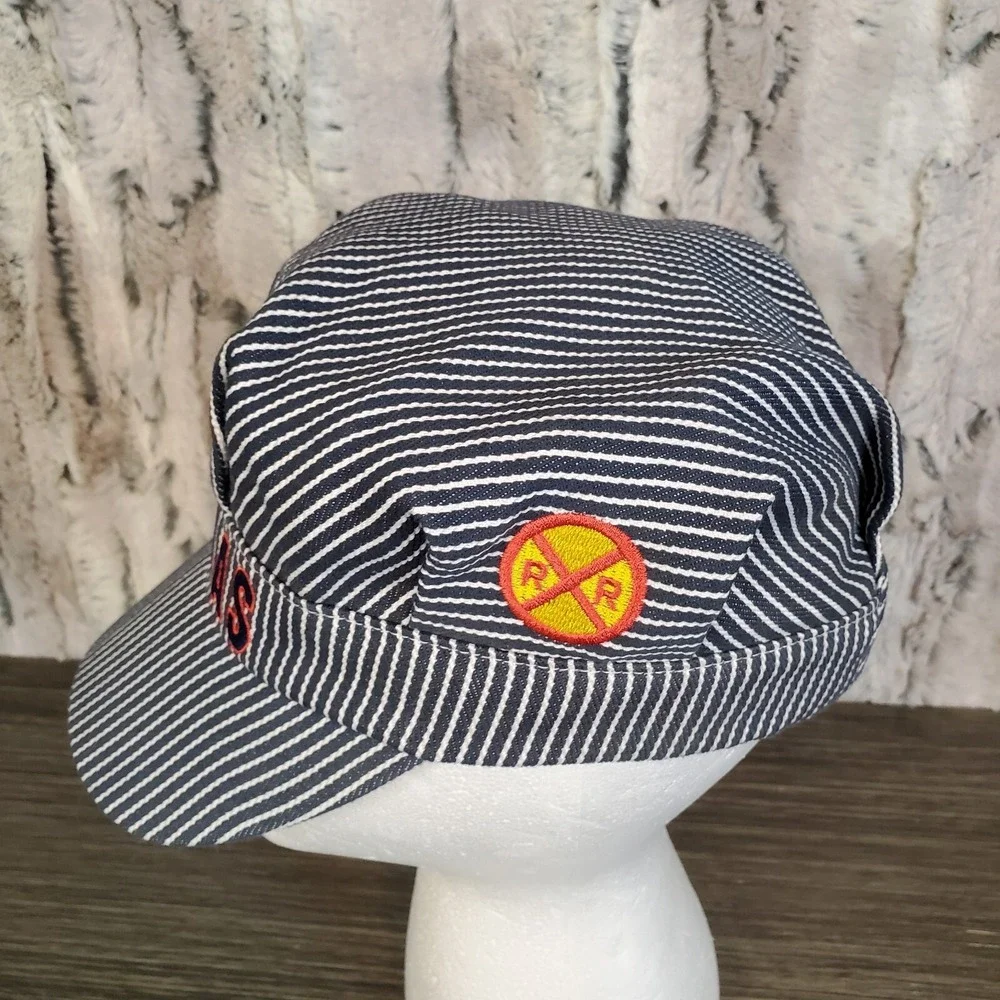 Thomas The Train 2009 'THOMAS' Blue Striped Embroidered Conductor Kids Hat‎ OS
